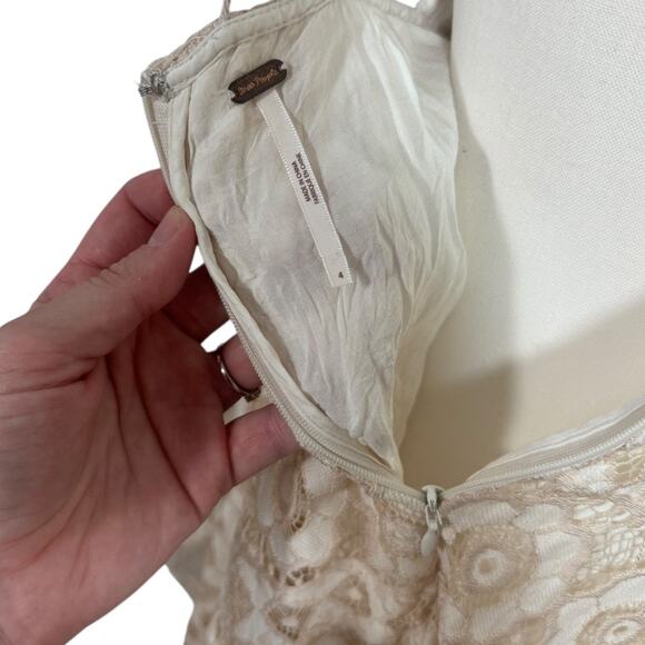 Free People Just Like Honey Beige Lace Dress - Size 4 - Picture 8 of 8